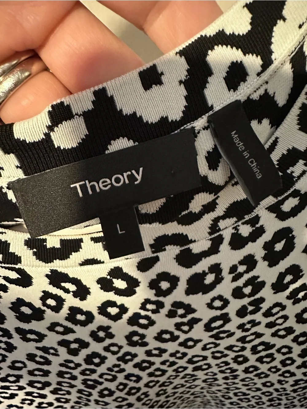 Theory Black and White Leopard-Spot Mini Dress - Picture 2 of 5